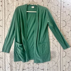 Cielo Green Open Front Long Lightweight Cardigan size Small